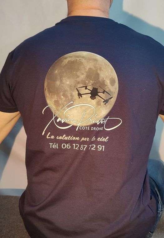 Flocage de t-shirt réalisé pour Côté Drône